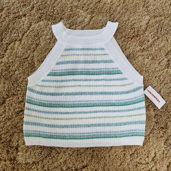 UNIONBAY Junior Womens Rosana Snow White Stripe Sweater Tank Top Size: Small NWT - Picture 2 of 6